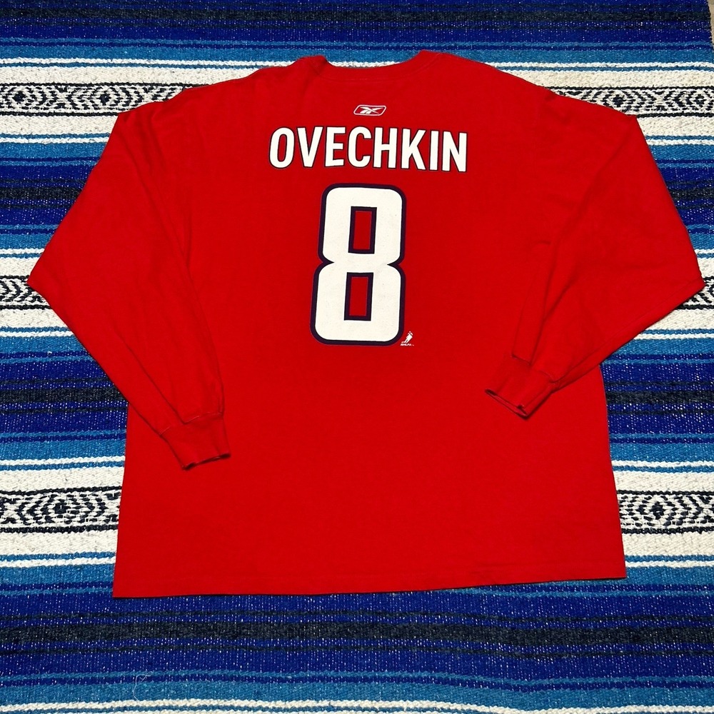 Y2K 2000s Alex Ovechkin Washington Capitals Men's L Reebok Long Sleeve Shirt NHL